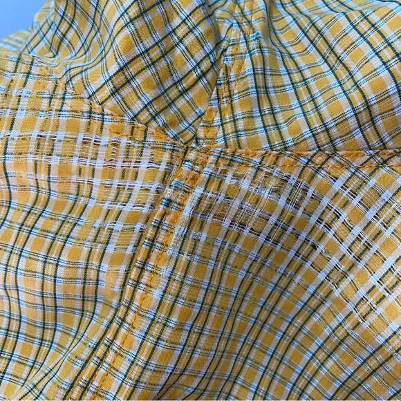 The North Face Button Down Zip Pocket Short Sleeve Yellow Plaid Men's Size XL - Picture 11 of 13